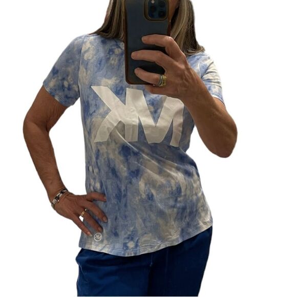Michael Michael Kors Tie Dye Logo Short Sleeve Cotton Blend Top.Size S - Picture 1 of 14